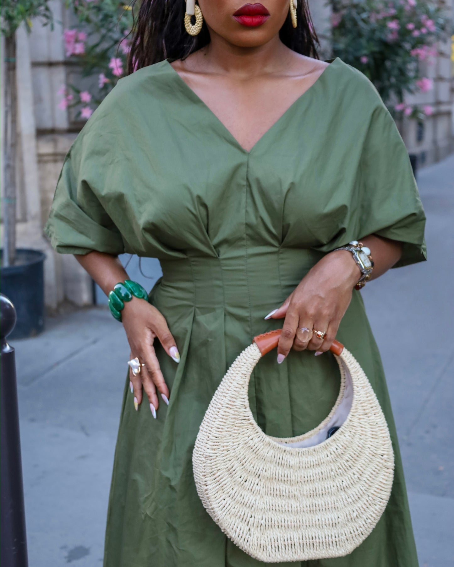 Robe kaki à nouer à la taille