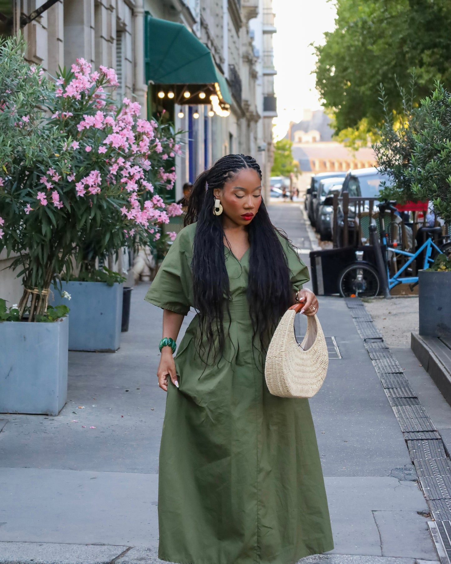 Robe kaki à nouer à la taille