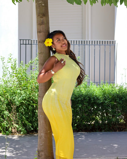 Robe sans manches dégradée jaune
