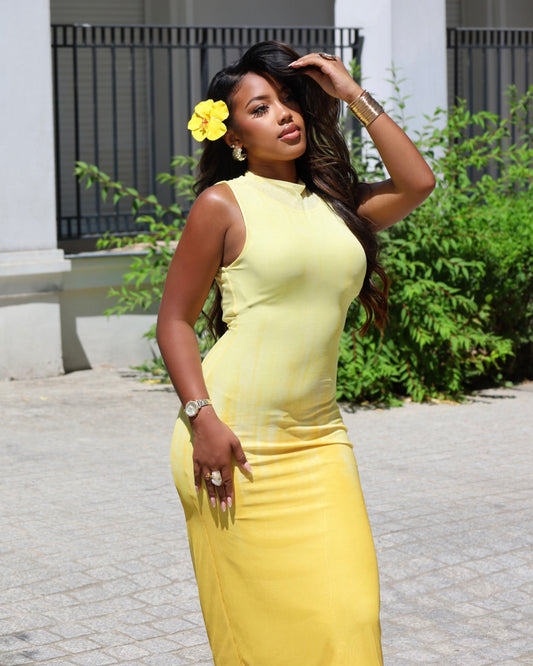 Robe sans manches dégradée jaune